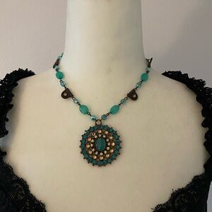 Vintage-Inspired Turquoise and Gold Necklace